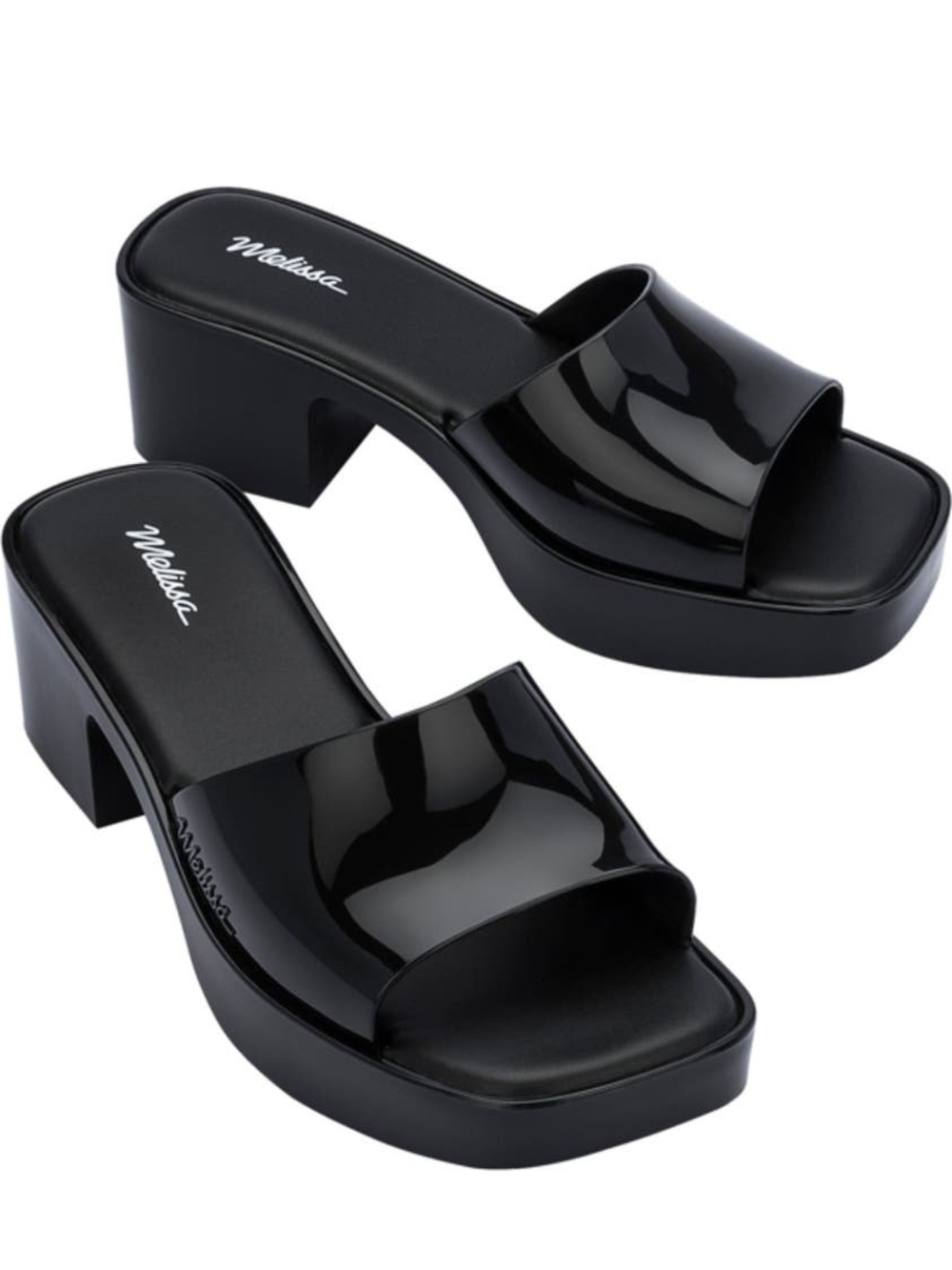 Melissa Black Patent Platform Slide Sandals